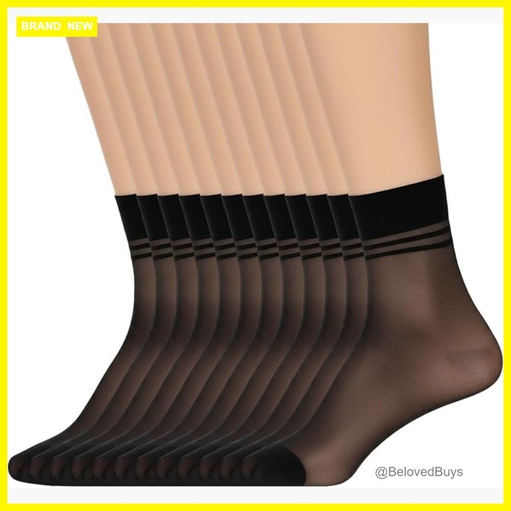 6 Pairs Sheer Nylon Ankle Socks Women Reinforced Toe Soft Thin